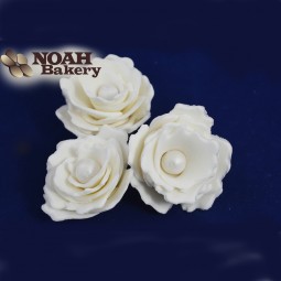 Baltos gėlės su perlo viduriu