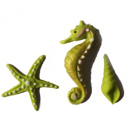 Lime spalvos jūros kriauklė, arkliukas ir žvaigždė