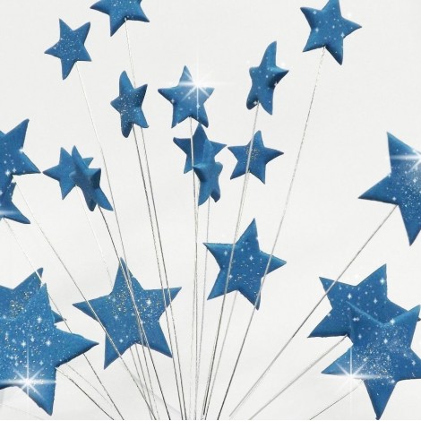 Mėlynos blizgančios žvaigždės su vielutėmis
