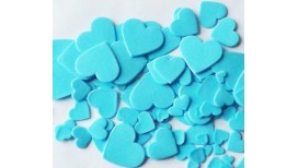 Mėlynos spalvos skirtingo dydžio širdys