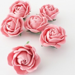Vintažinio stiliaus rožinės rožės 6 vnt