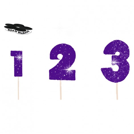 Ryškiai Violetinės spalvos blizgantis skaičius su vielute