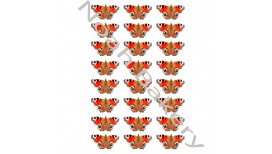 Valgomo popieriaus Dekoracijos keksiukams Raudonų atspalvių drugeliai 24 vnt