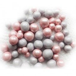 Vintažinio stiliaus sidabriniai, rožinės spalvos cukriniai rutuliukai